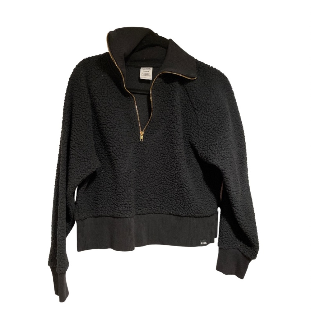 PINK cropped quarter zip Sherpa